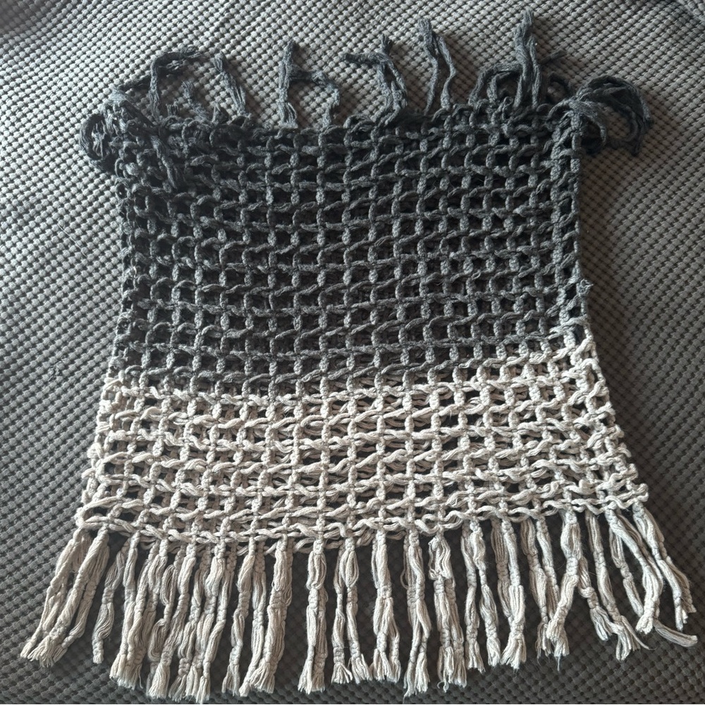 Ombré circle infinity scarf, black and grey
